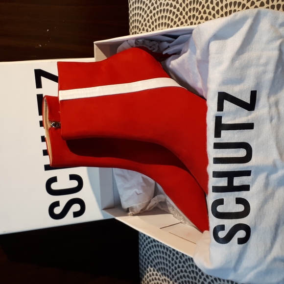 NWT Schuts Red Suede Tuxedo Stripe Adrien Ankle Booties - Picture 15 of 17